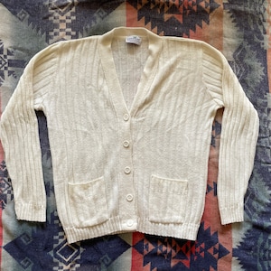 Vintage largish acrylic cardigan made in USA womens
