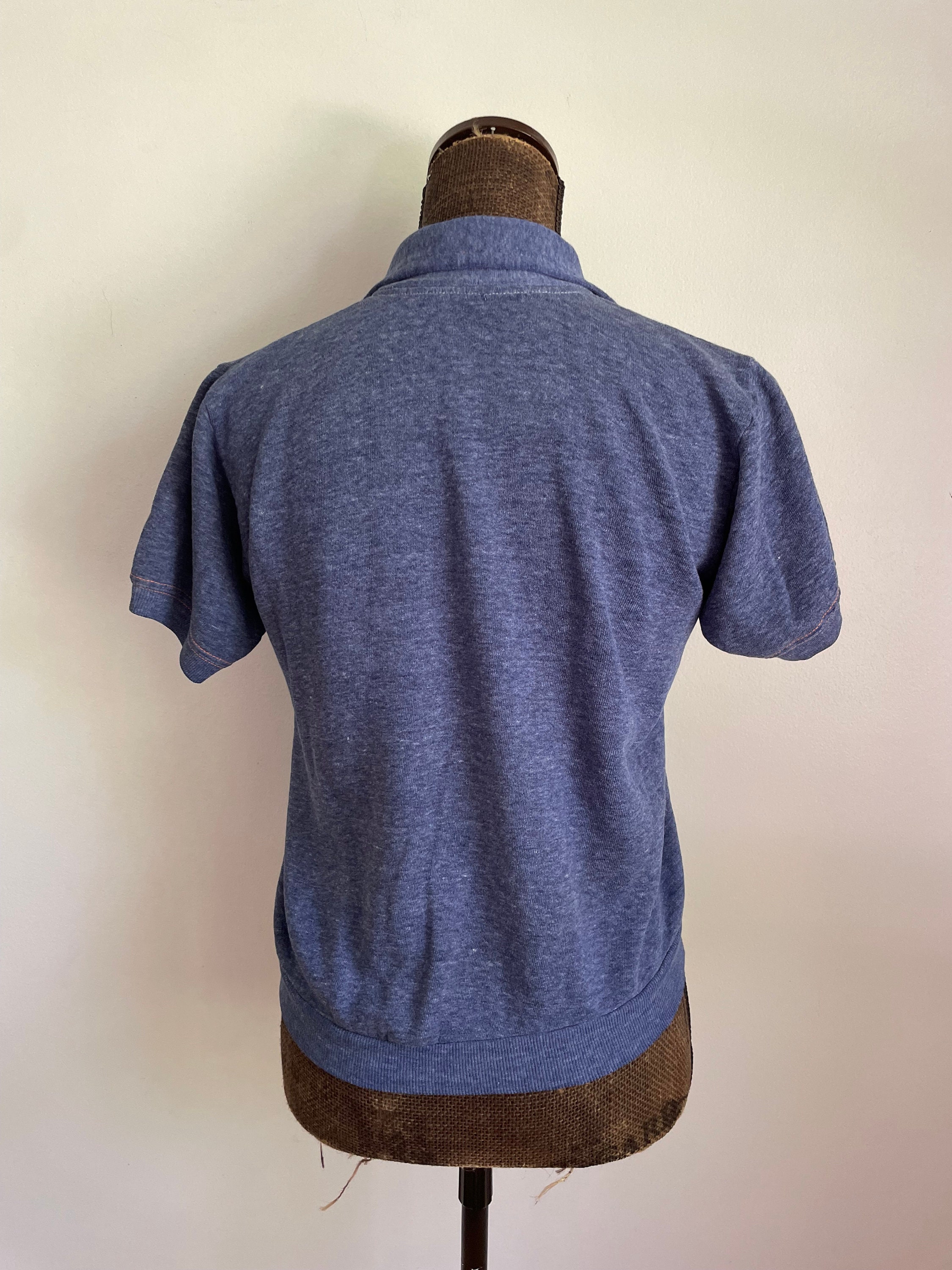 [COSYHARU公式]vintage blue stripe short-sleeved shirt Short-Sleeved Shirt with Diorling Embroidery Blue Striped