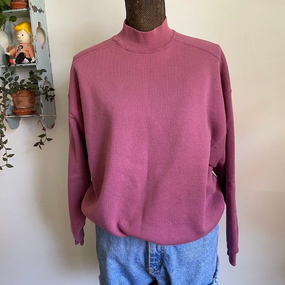 vintage XL Chic mauve, mock-neck sweatshirt,  mad… - image 1