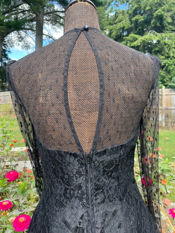 Vintage 1980’s black lace dress XS/small - image 6
