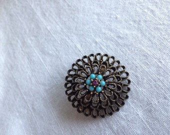 Vintage turquoise and amethyst pendant
