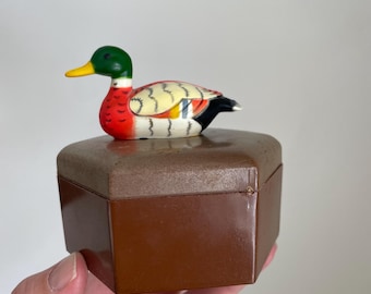 Vintage plastic duck container jewelry box