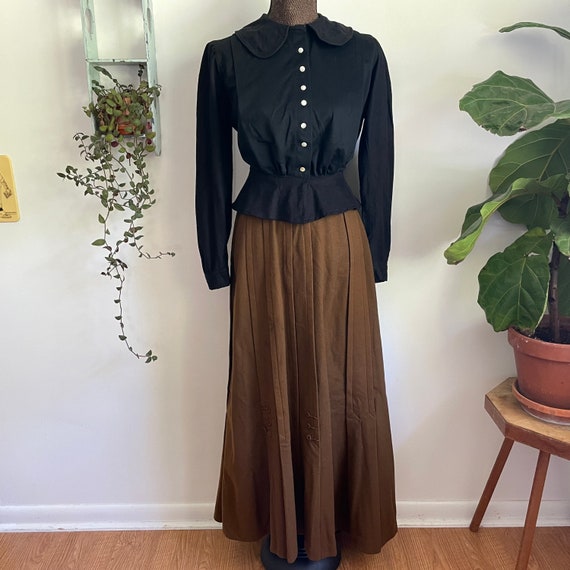 Antique brown wool petticoat skirt S/M - image 1