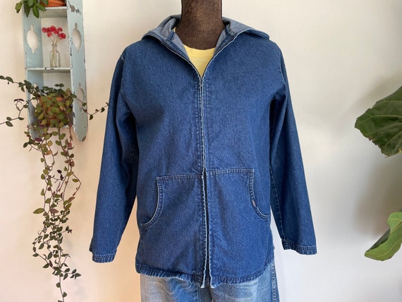 VINTAGE zip-up denim hoodie