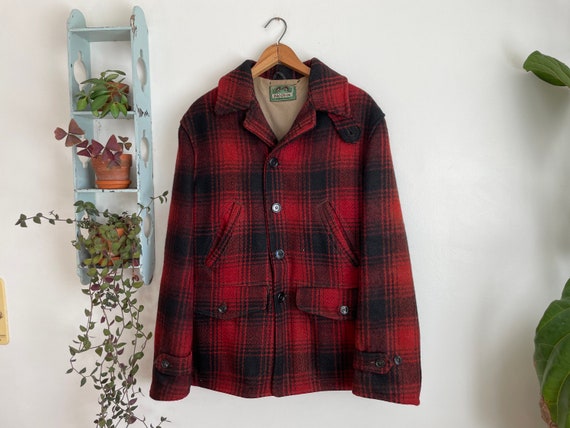 Vintage 1940s/50s Rough-In wool plaid hunting bir… - image 1