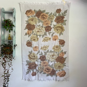 Vintage cotton florals roses bath towel