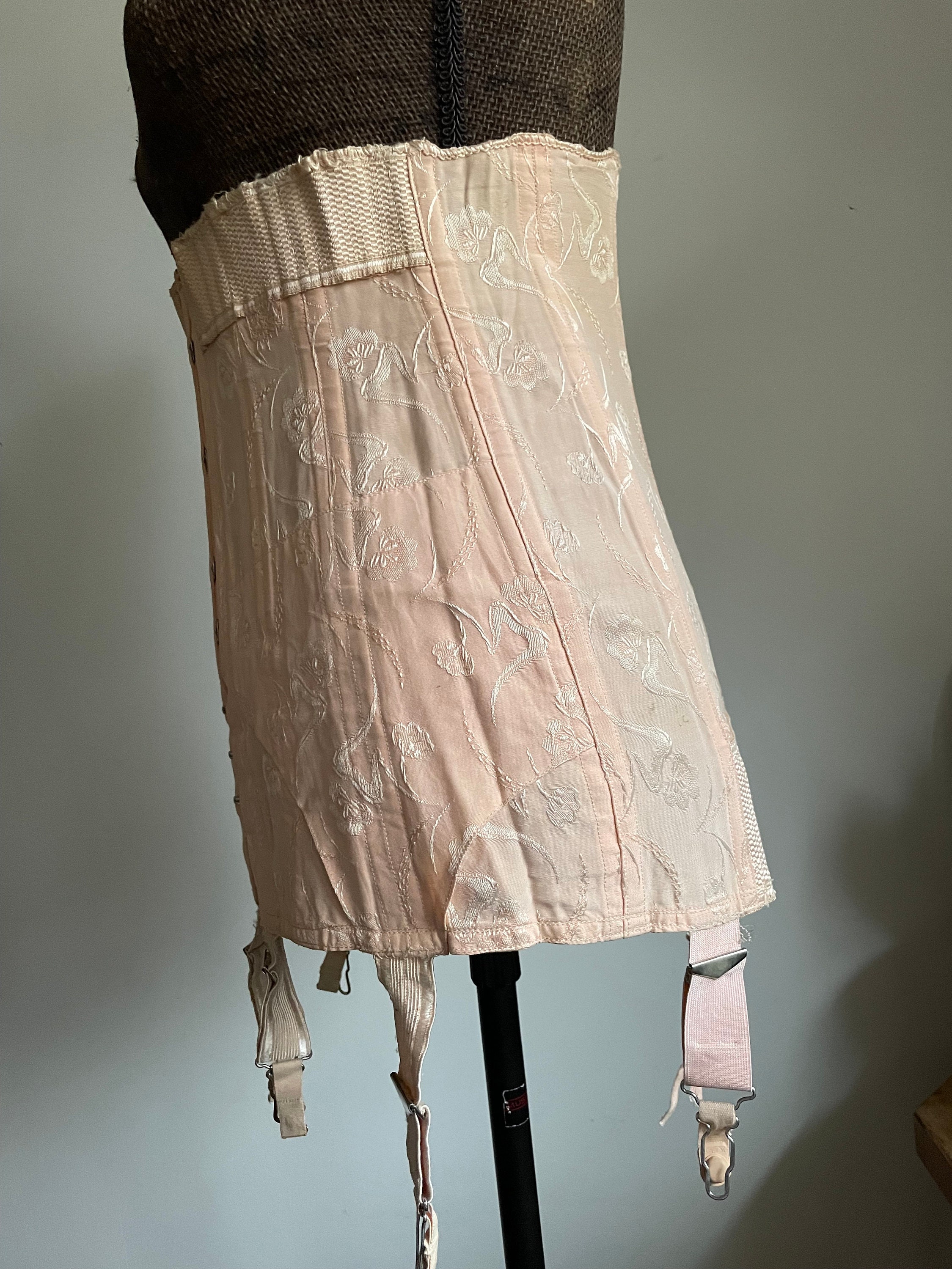 Antique 1920s/30s Blush Pink Girdle Corset With Garters 