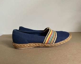 Vintage size 6 Grasshopper slip on shoes womens 6 jute rainbow