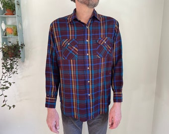 Vintage plaid button down shirt large