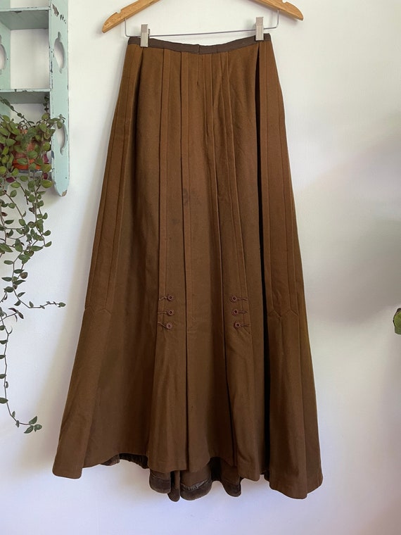 Antique brown wool petticoat skirt S/M - image 2