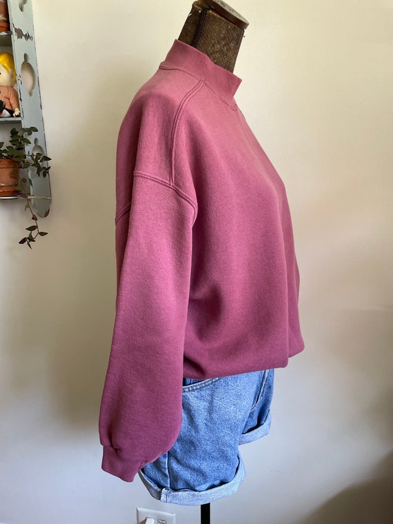 vintage XL Chic mauve, mock-neck sweatshirt,  mad… - image 8