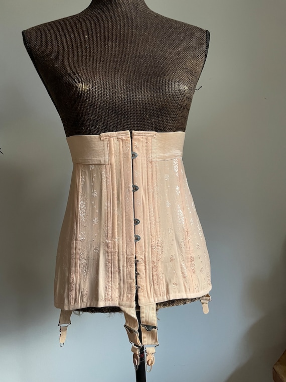 Antique 1920s/30s Blush Pink Girdle Corset With Garters 