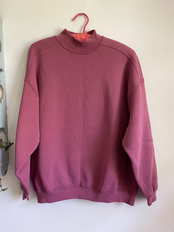 vintage XL Chic mauve, mock-neck sweatshirt,  mad… - image 2
