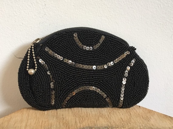 vtg 1930's beaded coun purse talon zipper