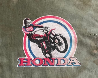 Vintage 1975 Honda motocross green duffel bag