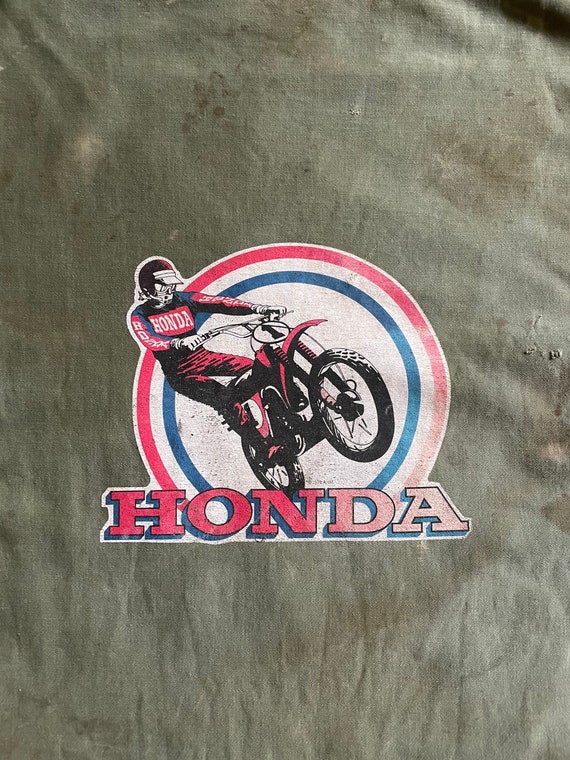 Vintage 1975 Honda motocross green duffel bag