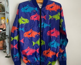 Vintage 1990s small Tyvek Bob Chinn’s Crab House bomber jacket