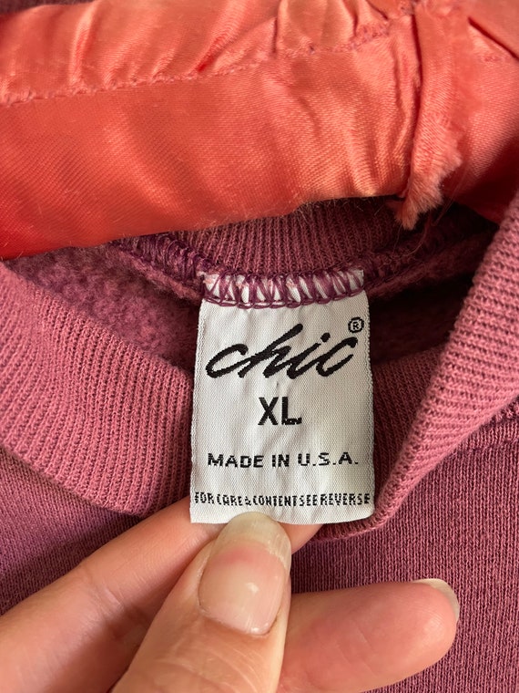 vintage XL Chic mauve, mock-neck sweatshirt,  mad… - image 4