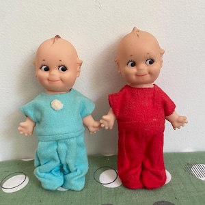 Vintage 1970’s kewpie dolls set of 2 Sleeper Kewpie dolls in pajamas 6.5”