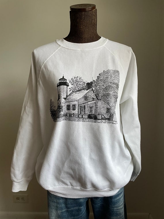 Vintage 1990’s Hanes Her Way lighthouse sweatshir… - image 3