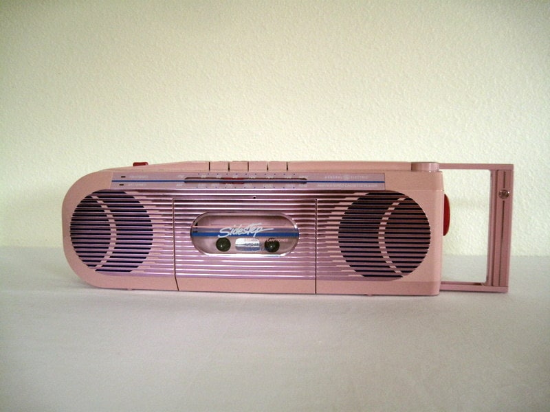 Pink Sidestep Cassette Player With Earphones and Radio-perfect