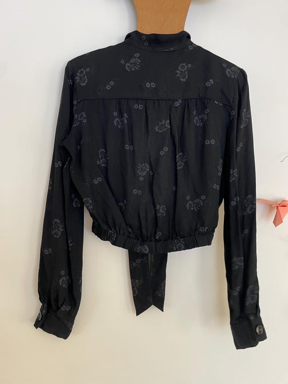 Vintage 1970’s Digits by Willi Smith black cropped blouse floral View 6