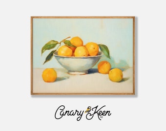 Lemon Study A - DIGITAL PRINT - French Country - Original Vintage Painting - Download Wall Art - Farmhouse Decor