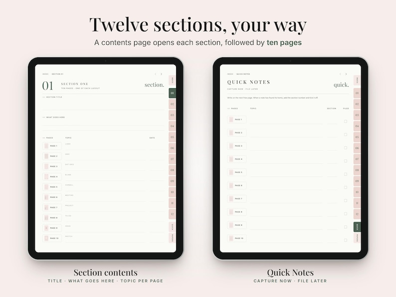 Noteboook Simple Design Minimalist Digital Notebook | Hyperlinked PDF With Sections and Note ...