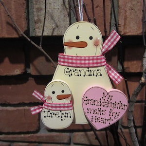 My Granddaughter Melts My Heart ~ Personalized Snowman Ornament, granddaughter personalized, grandmother gift to granddaughter, snowman