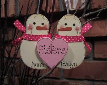 Sisters Ornament, Personalized Sisters Gift, Sister Personalized Christmas, Personalized Sister Snowman, Daughter ornament, sister in law