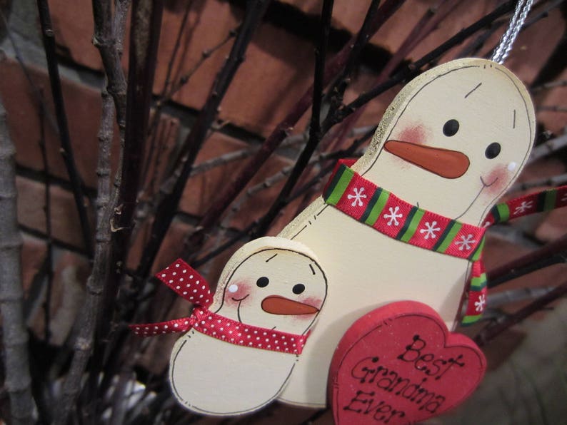 Personalized Grandma Snowman Ornament Best Grandma Ever Etsy