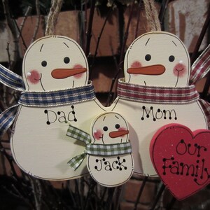 Personalized Snowman Family Ornament - Family of 3