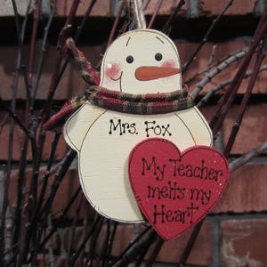 My Teacher melts my Heart Personalized Ornament