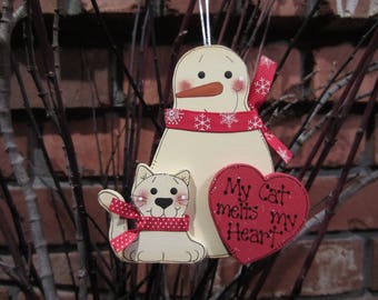 Personalized Cat Ornament - My Cat Melts my Heart - Pet Ornament