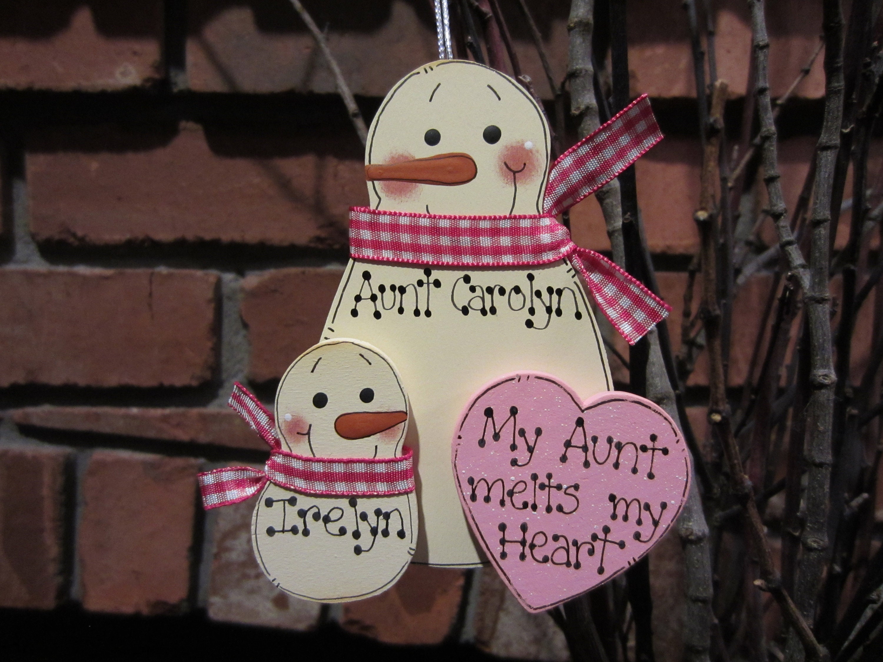 My Aunt Melts My Heart Personalized Snowman Ornament, Aunt Snowman ...