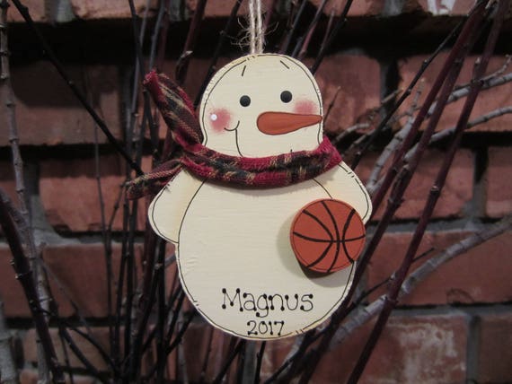 Personalized Snowman Basketball Ornament - Sports Ornament - Team Ornament