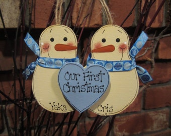 Personalized First Christmas Ornament, Personalized Snowmen Couple Ornament, 1st Christmas, Snowman Ornament, Personalized Couple Ornament