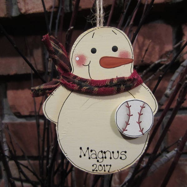 Personalized Snowman Baseball Ornament - Baseball & Softball - Baseball Team