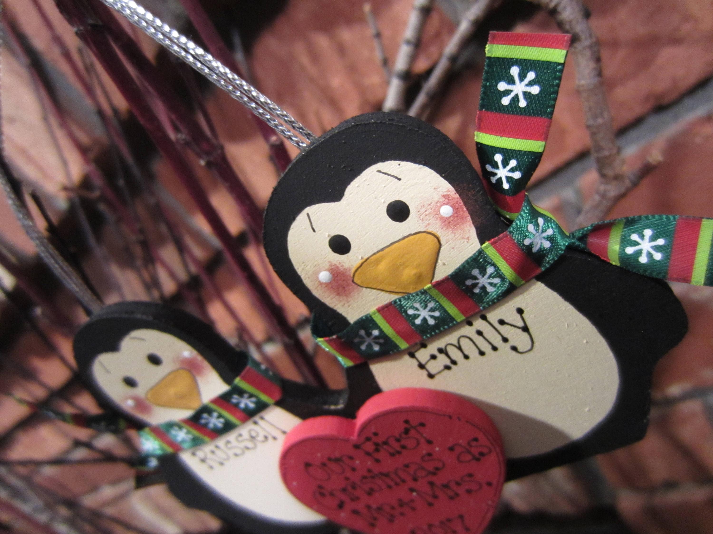 Penguin Personalised First Christmas Ornament For Newlyweds