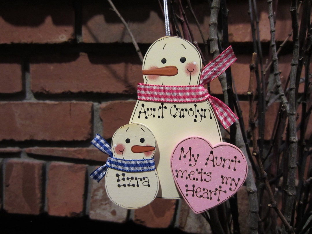 My Aunt Melts My Heart Personalized Snowman Ornament, Aunt Snowman ...