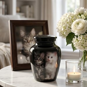Cat Print Urn for Ashes  Cremation Keepsake Urn  Small Pet Memorial Urn  Sympathy Gift