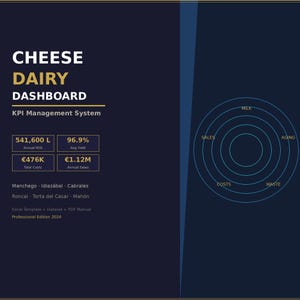 Cheese dairy dashboard – Integral KPI Management | Premium Excel Template + Dataset + PDF Manual