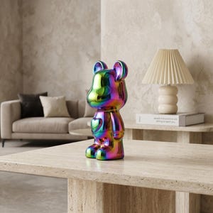 Trendy Bear Brick Ceramic Statue | Modern Teddy Bear Sculpture | Luxury Home Decoration Idea image 2