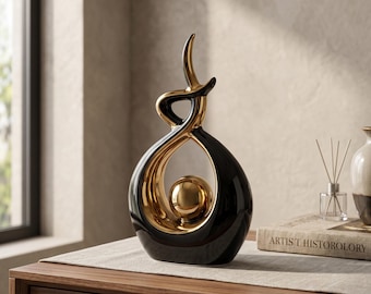 Nordic Style Ceramic Abstract Sculpture | Modern Home Decor Statue | Luxury Living Room Ornament | Desktop Figurine Accent Art