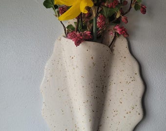 Handmade speckled white matt glazed ceramic wall sconce