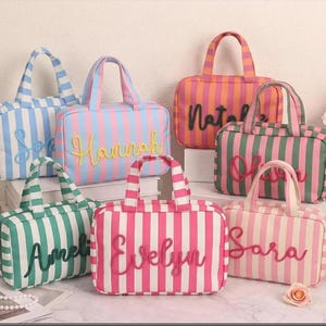Custom Hanging Toiletry Bag, Expandable Travel Makeup Bag, Personalized Cosmetic Organizer, Bridesmaid Gift, Vacation Travel Bag image 19
