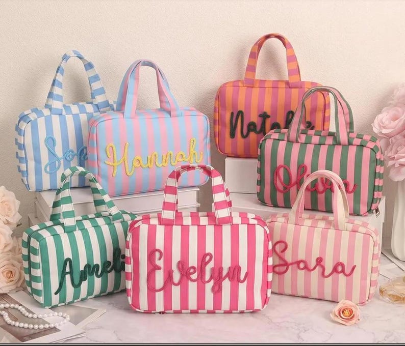 Custom Hanging Toiletry Bag, Expandable Travel Makeup Bag, Personalized Cosmetic Organizer, Bridesmaid Gift, Vacation Travel Bag image 19