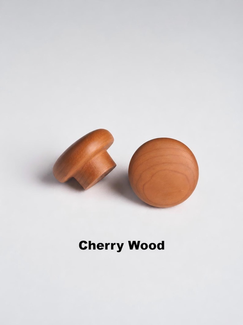 Assorted Solid Wood Cabinet Knobs, Natural Wooden Drawer Pulls, Rustic Dresser Knobs, Walnut Oak Cherry Wood Hardware image 14