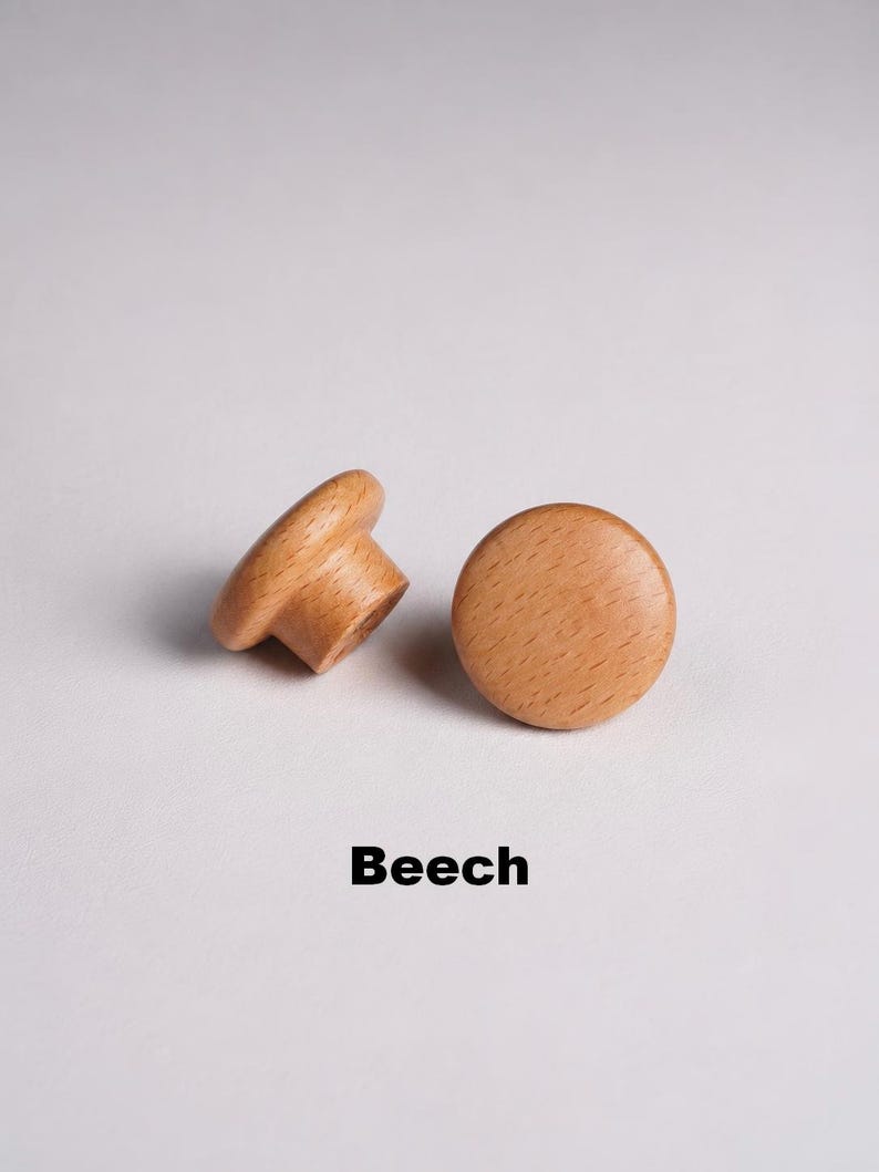 Assorted Solid Wood Cabinet Knobs, Natural Wooden Drawer Pulls, Rustic Dresser Knobs, Walnut Oak Cherry Wood Hardware image 16