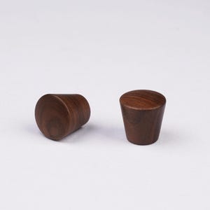 Solid Wood Round Cabinet Knobs, Natural Wooden Drawer Pulls, Minimalist Wood Dresser Knobs for Kitchen Cabinet, Wardrobe, Cupboard Walnut-L